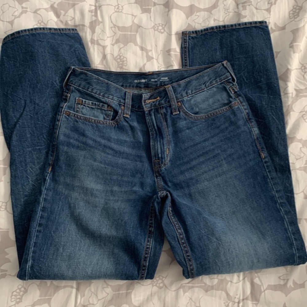 Jeans - washed once, never worn, old navy loose, 30 x 32